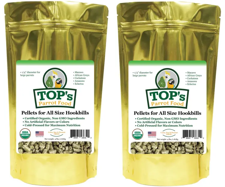 TOP’s Parrot Pellets – granulés BIO pour perroquets de toutes tailles, 1,81 kg ParrotPlanet.fr