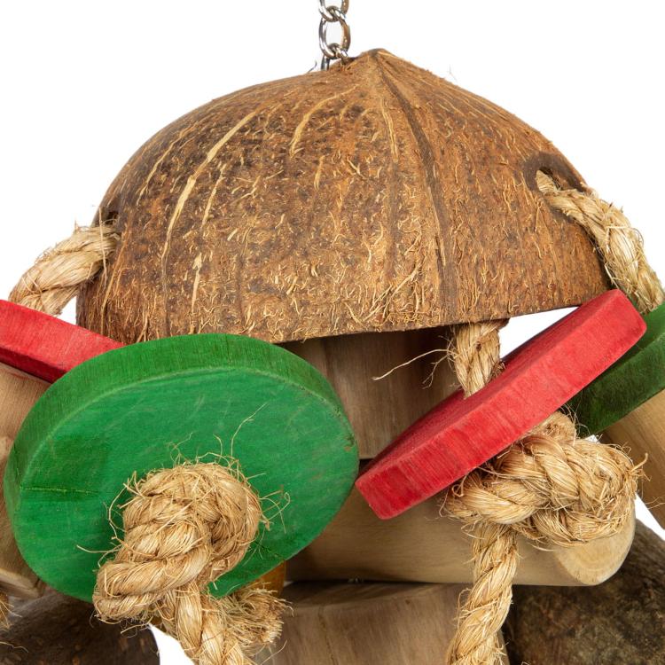 Kokosowe UFO - drewniana zabawka dla dużych papug - 2 kg od ParrotPlanet.pl