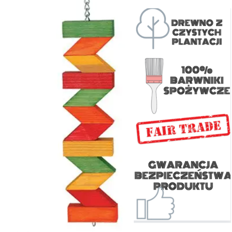 Kolorowy Zygzak - zabawka dla dużych i średnich papug od ParrotPlanet.pl