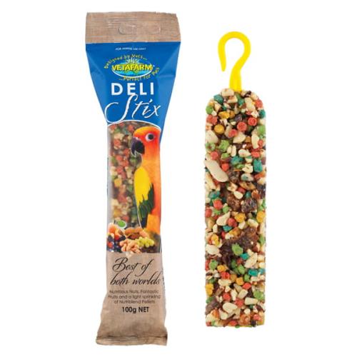 VETAFARM- DELI-STIX BEST OF BOTH WORLDS - Kolba weterynaryjna dla papug Orzechowo-Owocowa  100g od ParrotPlanet.pl