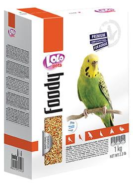 LoLo Pets FOODY Premium 1kg g pokarm dla papużek falistych w kartoniku od ParrotPlanet.pl