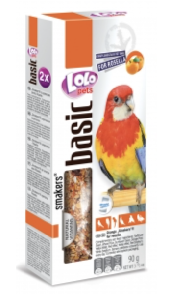 LoLo Pets Basic -Smakers DEDYKOWANY DLA ROZELLI POMARAŃCZOWY 90g (2x45g) od ParrotPlanet.pl