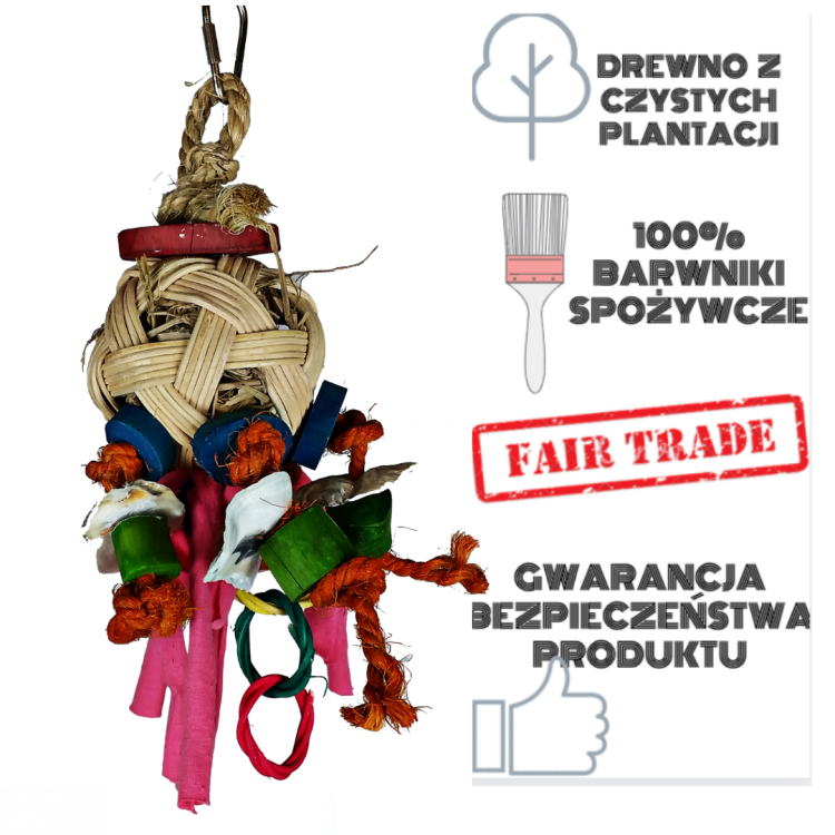 Wiklinowa różnorodność - zabawka dla mniejszych i średnich papug od ParrotPlanet.pl