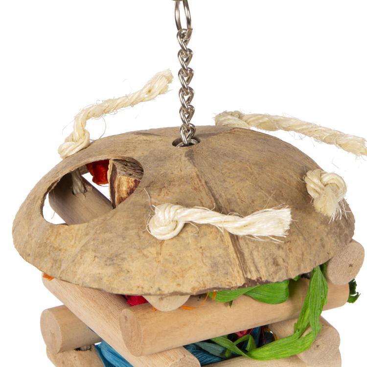 Kokosowa chatka żerująca - zabawka dla wszystkich papug od ParrotPlanet.pl