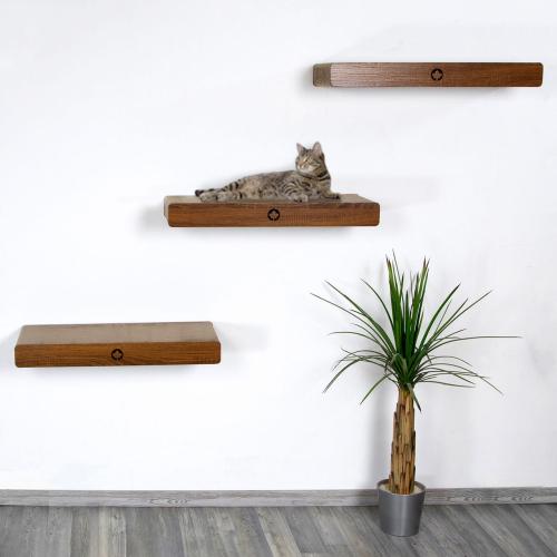 ZESTAW 3 Drapaków CLOUD CATWALK| Canadian Cat | ORZECH | Naścienny | 70x30x8 cm OD PARROTPLANET.PL