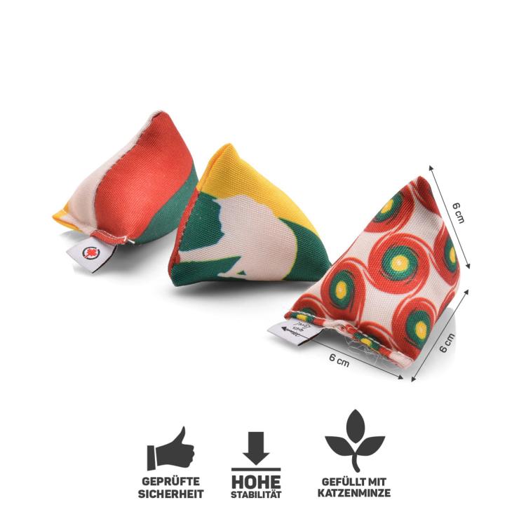 ZESTAW 3 Mini Poduszeczek PIRAMIDEK do Przytulania dla kota | Canadian Cat | REGGAE LINE | kocimiętka 15g od ParrotPlanet.pl