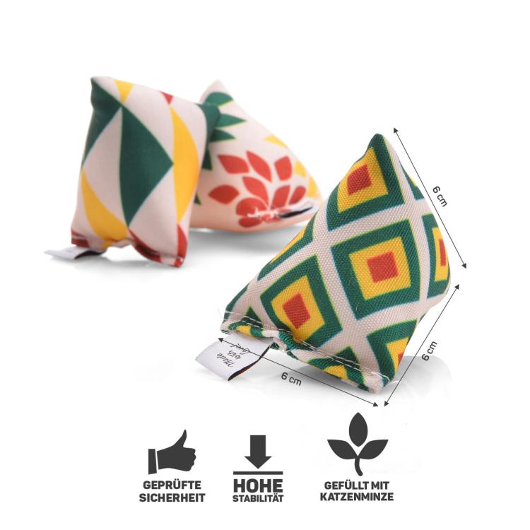 ZESTAW 3 Mini Poduszeczek PIRAMIDEK do Przytulania dla kota | Canadian Cat | REGGAE TOP | kocimiętka 15g od ParrotPlanet.pl