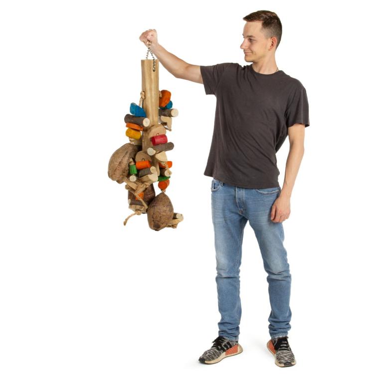 Gigantyczna zabawka z kokosami - drewniana zabawka dla dużych papug - 6,2 kg od ParrotPlanet.pl