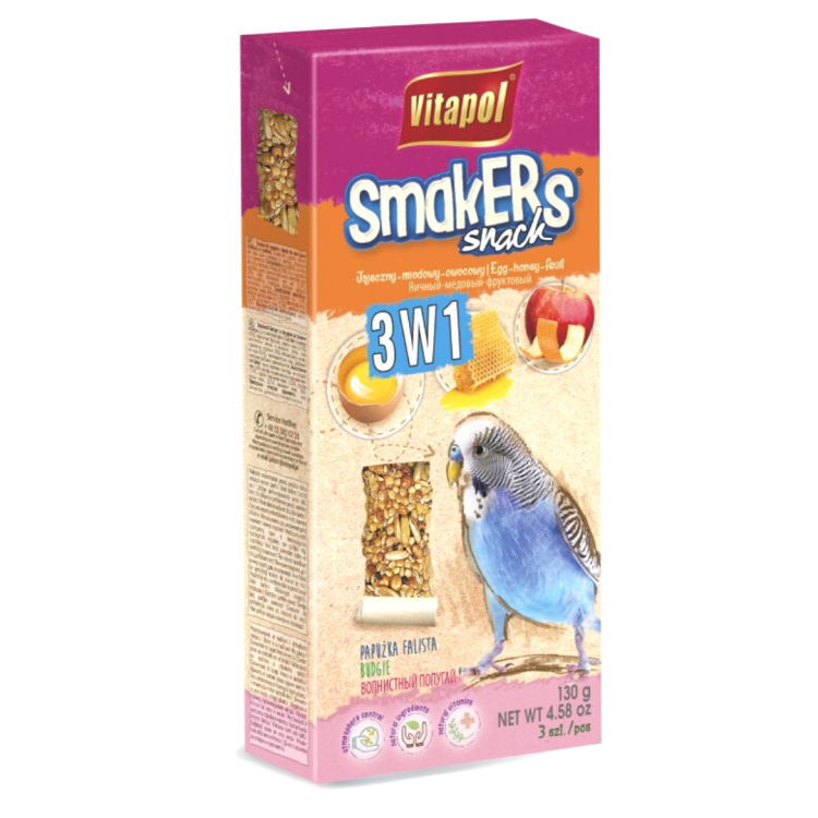 Vitapol - Smakers MIX - Kolby dla papużki falistej 3w1 - 130g od ParrotPlanet.pl