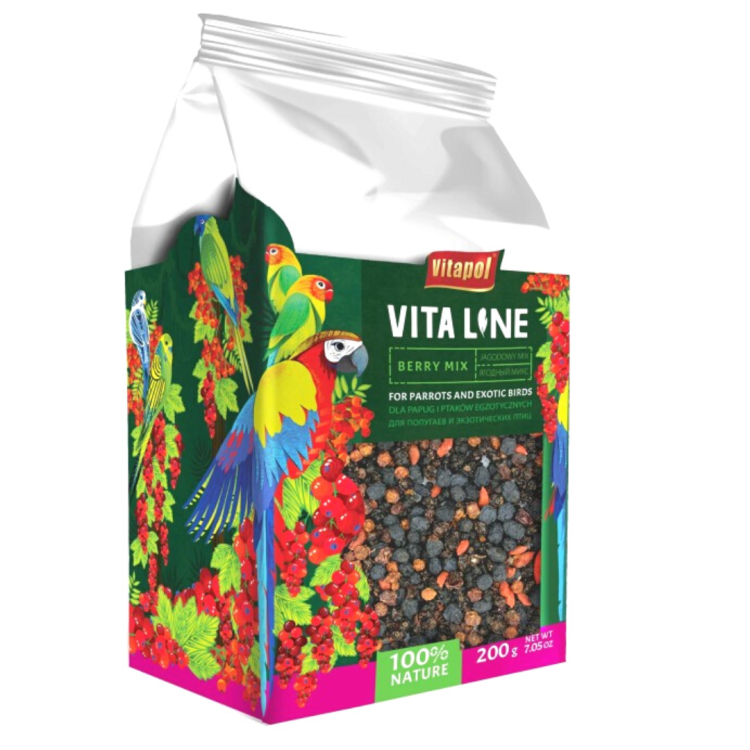Vitapol VITALINE - Jagodowy mix dla wszystkich papug 200g od ParrotPlanet.pl