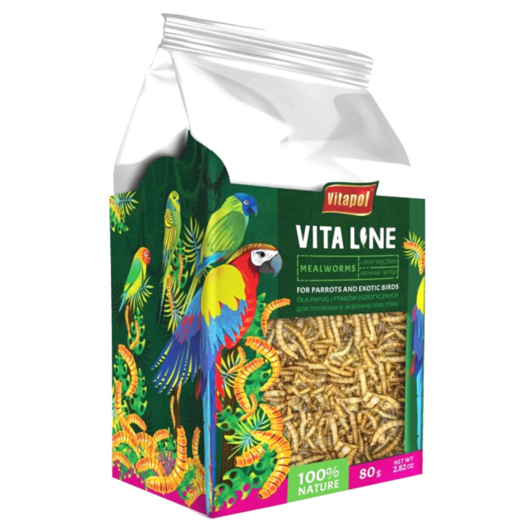 Vitapol VITALINE - Larwy mącznika dla wszystkich papug 80g od ParrotPlanet.pl