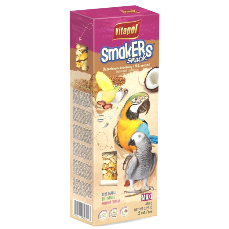 VitaPol- SMAKERS MAXI ORZECHOWO-KOKOSOWY DLA DUŻYCH PAPUG 450 g od ParrotPlanet.pl