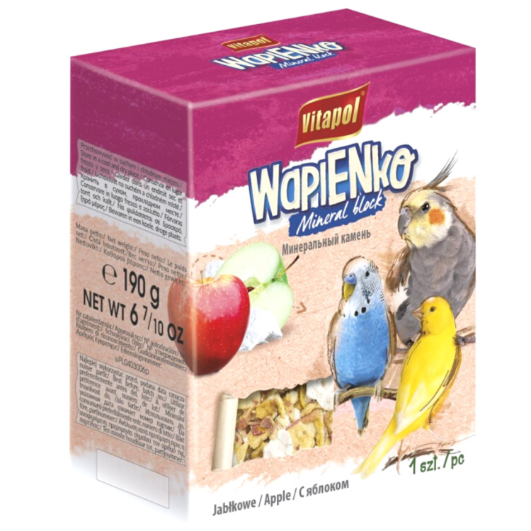 Vitapol - Wapienko Kostka XL wapienna JABŁKOWA- kostka dla papug 190g