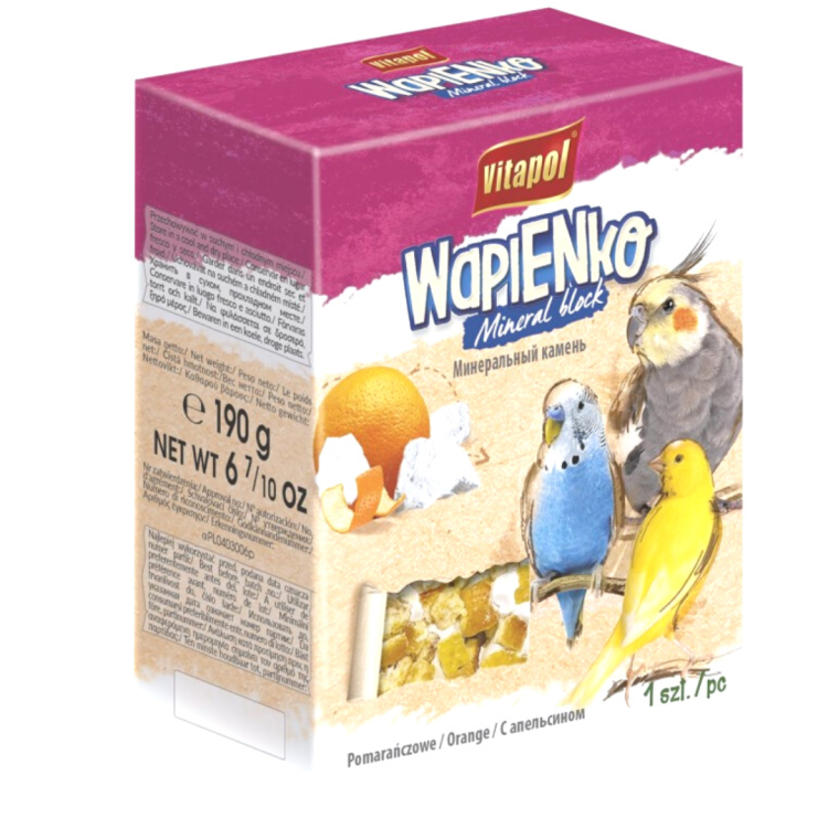 Vitapol - Wapienko Kostka XL wapienna POMARAŃCZOWA- kostka dla papug 190g od ParrotPlanet.pl