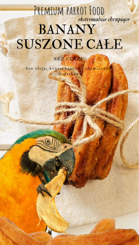 Premium Parrot Food - Naturalnie Suszony Banan - dla wszystkich papug 100g od ParrotPlanet.pl