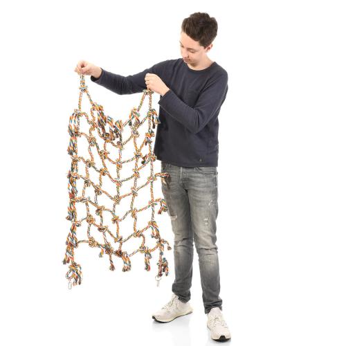 Grand filet d’escalade en coton pour perroquets – aire de jeu suspendue 70 × 88 cm ParrotPlanet.fr