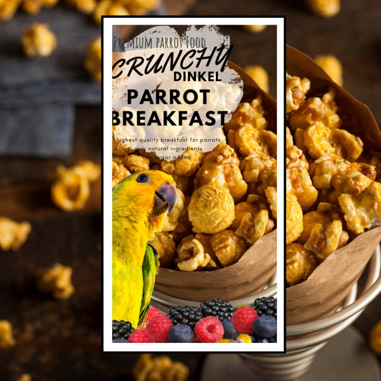 Crunchy Dinkel Parrot Breakfast - Papuzie danie śniadaniowe, lub obiadowe na ciepło lub zimno dla wszystkich papug 100g od ParrotPlanet.pl