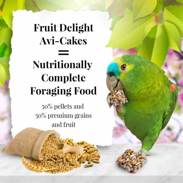 Lafeber Avi-Cakes Fruit Delight - Zbilansowany pokarm: owoce + ziarno + granulat w kształcie ciasteczka dla dużych i średnich papug 230g od ParrotPlanet.pl