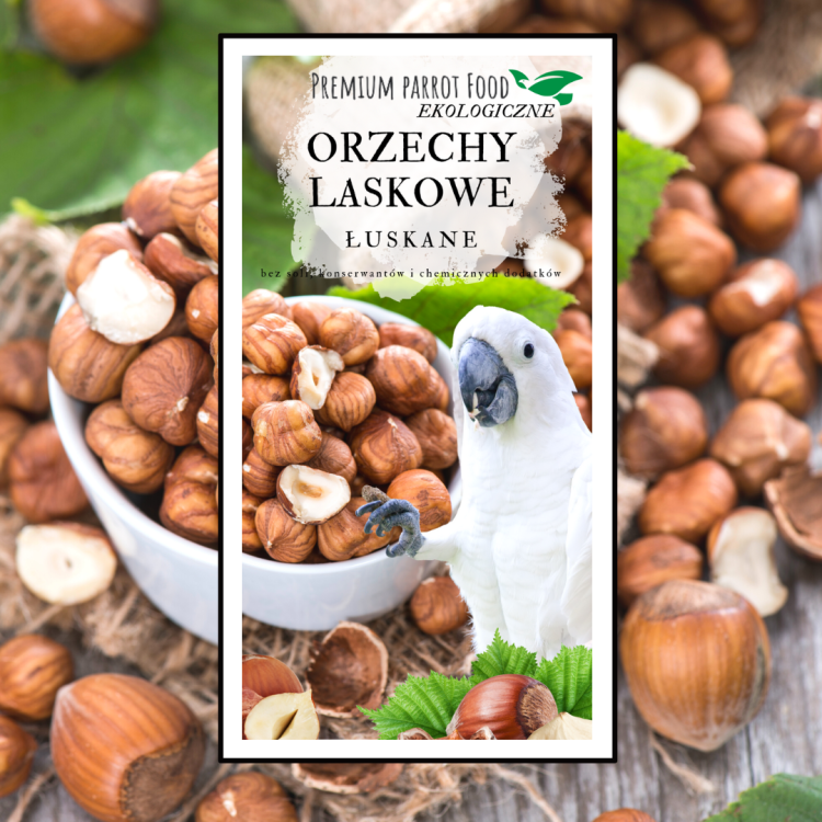 Premium Parrot Food -Ekologiczne Orzechy Laskowe - dla wszystkich papug 100g od ParrotPlanet.pl