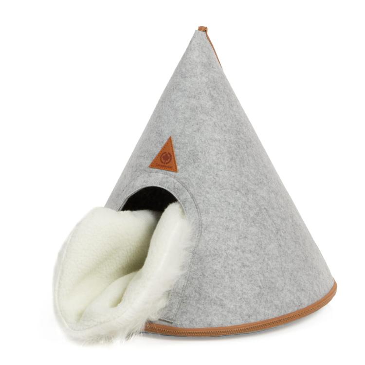 Cat Tipi | Filcowa kryjówka, jaskinia z poduszką | Canadian Cat | Jasno-Szary od ParrotPlanet