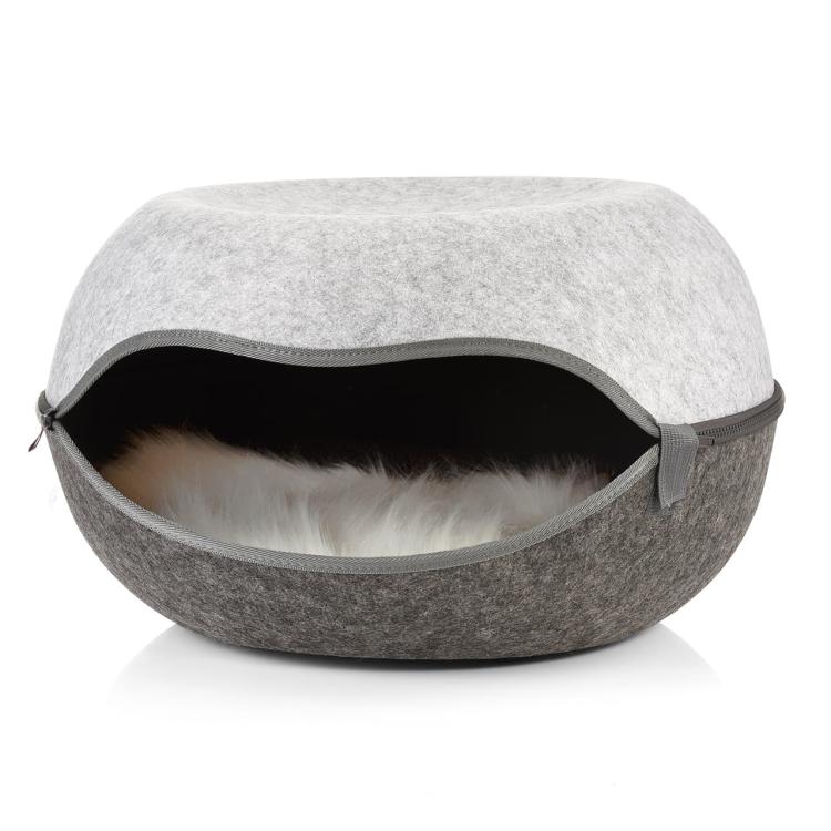 Cat Nest | Filcowa kryjówka, jaskinia z poduszką | Canadian Cat | antracyt/szary od ParrotPlanet.pl
