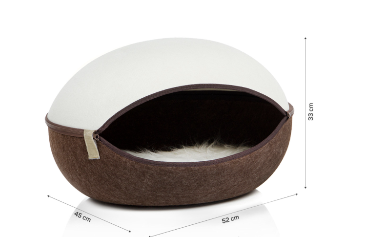 Cat Nest | Filcowa kryjówka, jaskinia z poduszką | Canadian Cat | kremowo-brązowy od ParrotPlanet.pl