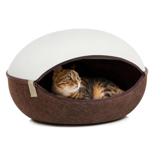 Cat Nest | Filcowa kryjówka, jaskinia z poduszką | Canadian Cat | kremowo-brązowy od ParrotPlanet.pl