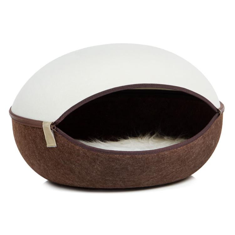 Cat Nest | Filcowa kryjówka, jaskinia z poduszką | Canadian Cat | kremowo-brązowy od ParrotPlanet.pl