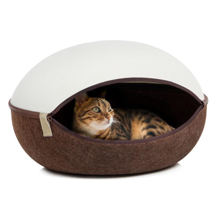 Cat Nest | Filcowa kryjówka, jaskinia z poduszką | Canadian Cat | kremowo-brązowy od ParrotPlanet.pl