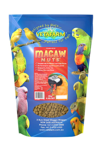 VETAFARM- MACAW NUTS - Całoroczny ORZECHOWY granulat dla AR i innych papug  Ameryki Południowej 2kg od ParrotPlanet.pl