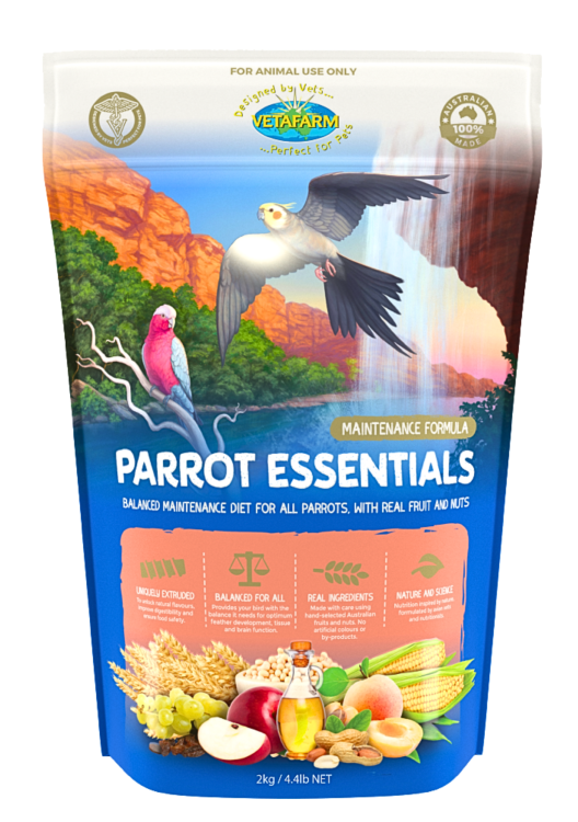VETAFARM- PARROT ESSENTIALS - Całoroczny granulat ORZECHOWO-OWOCOWY dla WSZYSTKICH PAPUG 350g od ParrotPlanet.pl