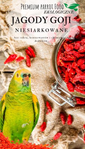 Ekologiczne Jagody Goji dla Papug - Zdrowa Przekąska, Owoce pełne Witamin i Smaku - 100g od ParrotPlanet.pl