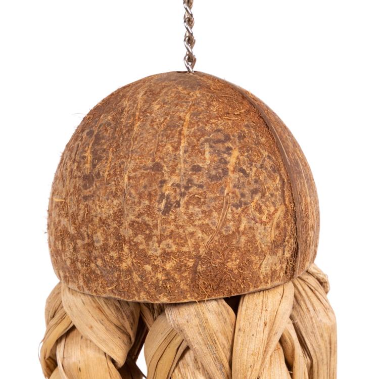 Jouet Naturel en Coco et Feuilles de Banane pour Perroquets - Le plaisir naturel  de  ParrotPlanet.fr