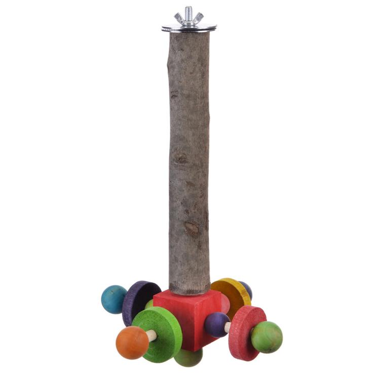 Perchoir en Bois avec Bloc Rotatif pour Perroquets - Activité et Bien-être  de ParrotPlanet.fr