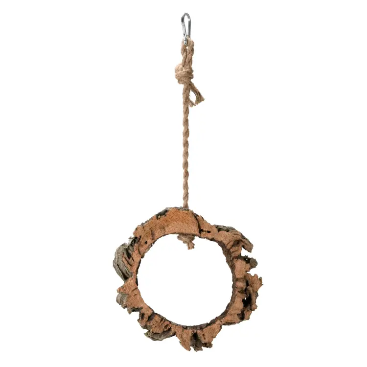 Balançoire Naturelle | Écorce de Chêne-Liège | Anneau en liège sur corde pour petits et moyens perroquets  de ParrotPlanet.fr