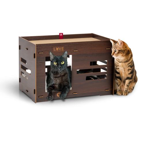 Koci Dom | Petitot | Drapak Leżanka Legowisko dla KOTA | Canadian Cat | 60 x 39 x 39 cm | orzech ciemny od ParrotPlanet.pl-4.jpeg
