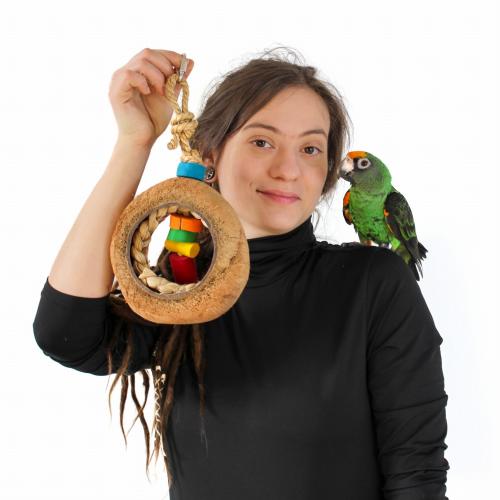 Kokosowa Elipsa - Zabawka dla średnich i dużych papug od ParrotPlanet.pl
