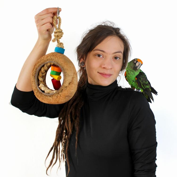 Kokosowa Elipsa - Zabawka dla średnich i dużych papug od ParrotPlanet.pl