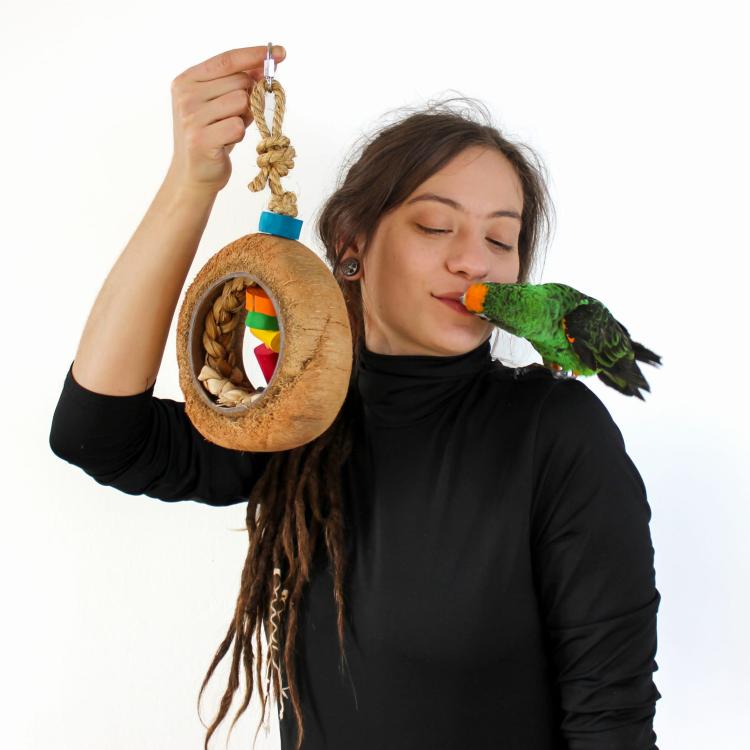 Kokosowa Elipsa - Zabawka dla średnich i dużych papug od ParrotPlanet.pl