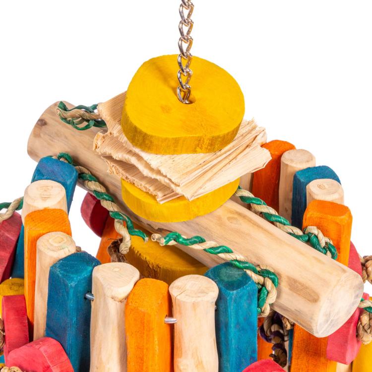 Manège joyeux JAVA – jouet en bois pour perroquets 15,5 × 22 × 28 cm