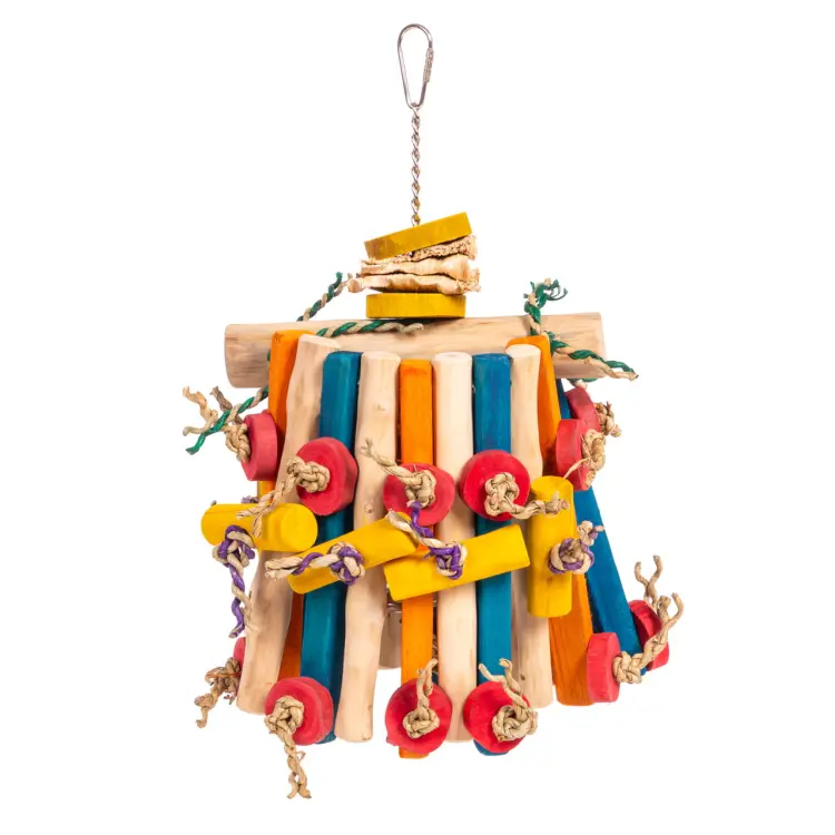 Manège joyeux JAVA – jouet en bois pour perroquets 15,5 × 22 × 28 cm