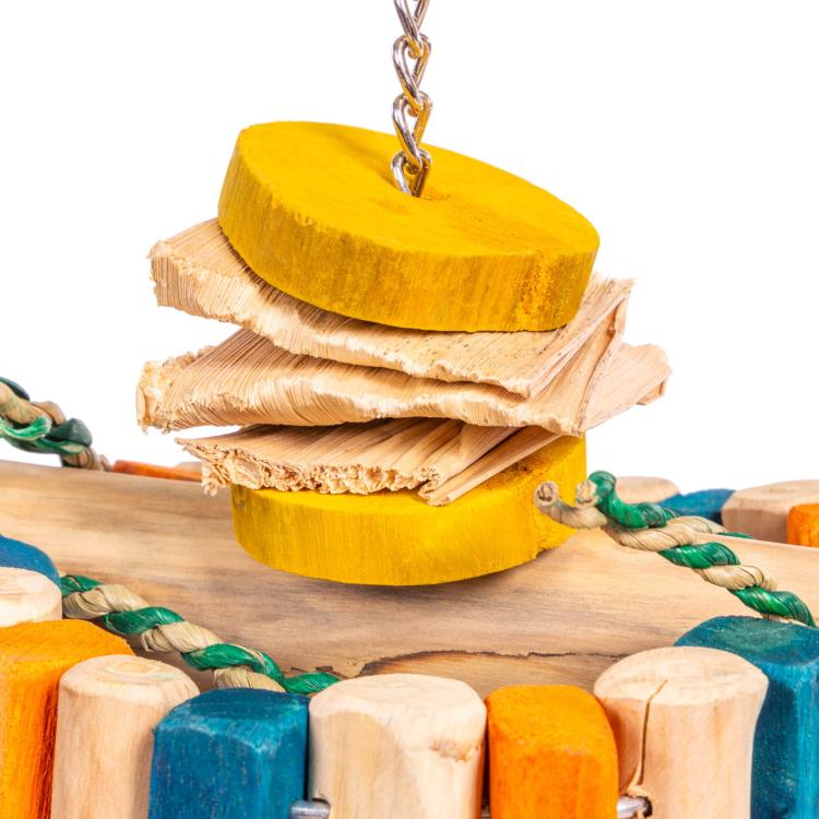 Manège joyeux JAVA – jouet en bois pour perroquets 15,5 × 22 × 28 cm