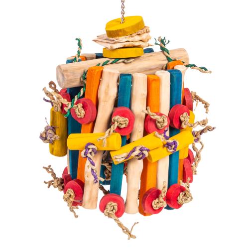 Manège joyeux JAVA – jouet en bois pour perroquets 15,5 × 22 × 28 cm