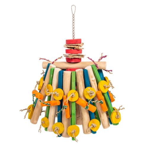 JAVA Carousel X-Large – grand jouet en bois de café et feuilles de bananier pour perroquets 30 × 28 × 45 cm ParrotPlanet.fr