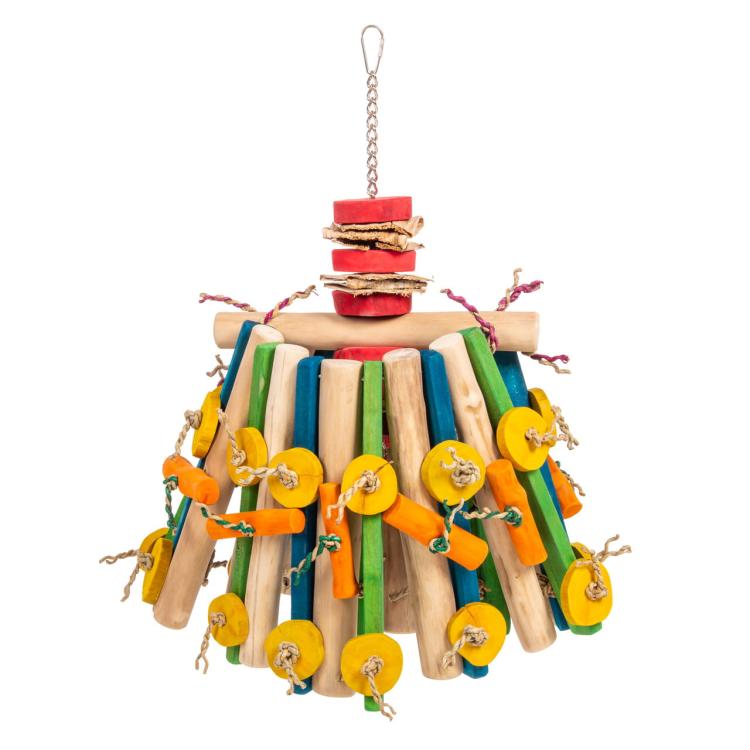 JAVA Carousel X-Large – grand jouet en bois de café et feuilles de bananier pour perroquets 30 × 28 × 45 cm ParrotPlanet.fr