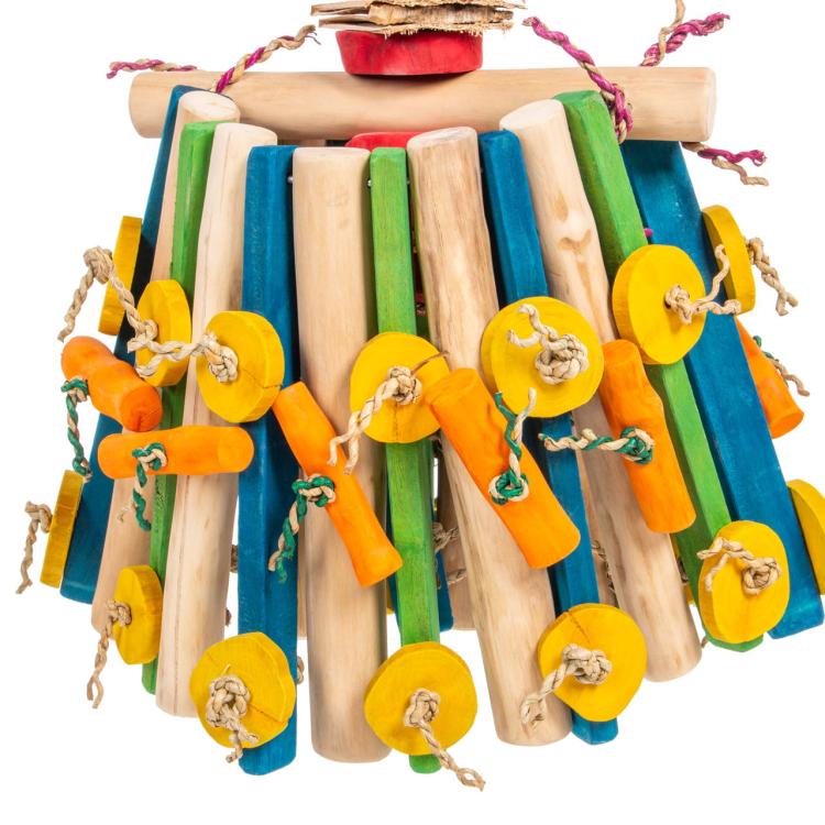 JAVA Carousel X-Large – grand jouet en bois de café et feuilles de bananier pour perroquets 30 × 28 × 45 cm ParrotPlanet.fr