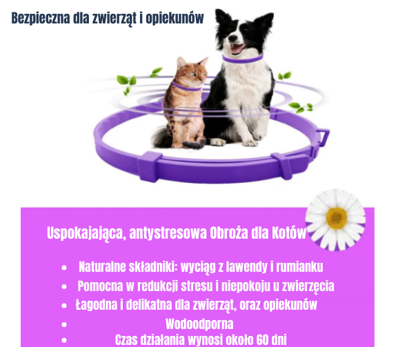 Naturalna, Uspakajająca obroża | dla kotów | z lawendą i rumiankiem | od 5 do 38 cm od ParrotPlanet.pl