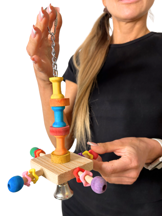 Colorful toy - zabawka z drewna dla średnich i dużych papug od ParrotPlanet.pl
