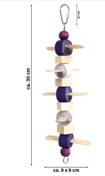 Woody Whirl - drewniana wisząca zabawka dla małych i średnich papug | ok. 30 x 9 x 9 cm od ParrotPlanet.pl