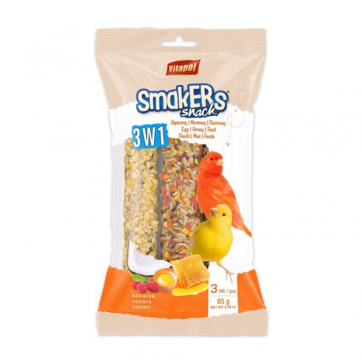 Smakers® 3 Smaki w 1 Opakowaniu 85 g – Jajeczny, Miodowy, Owocowy | Zestaw dla Kanarka od ParrotPlanet.pl